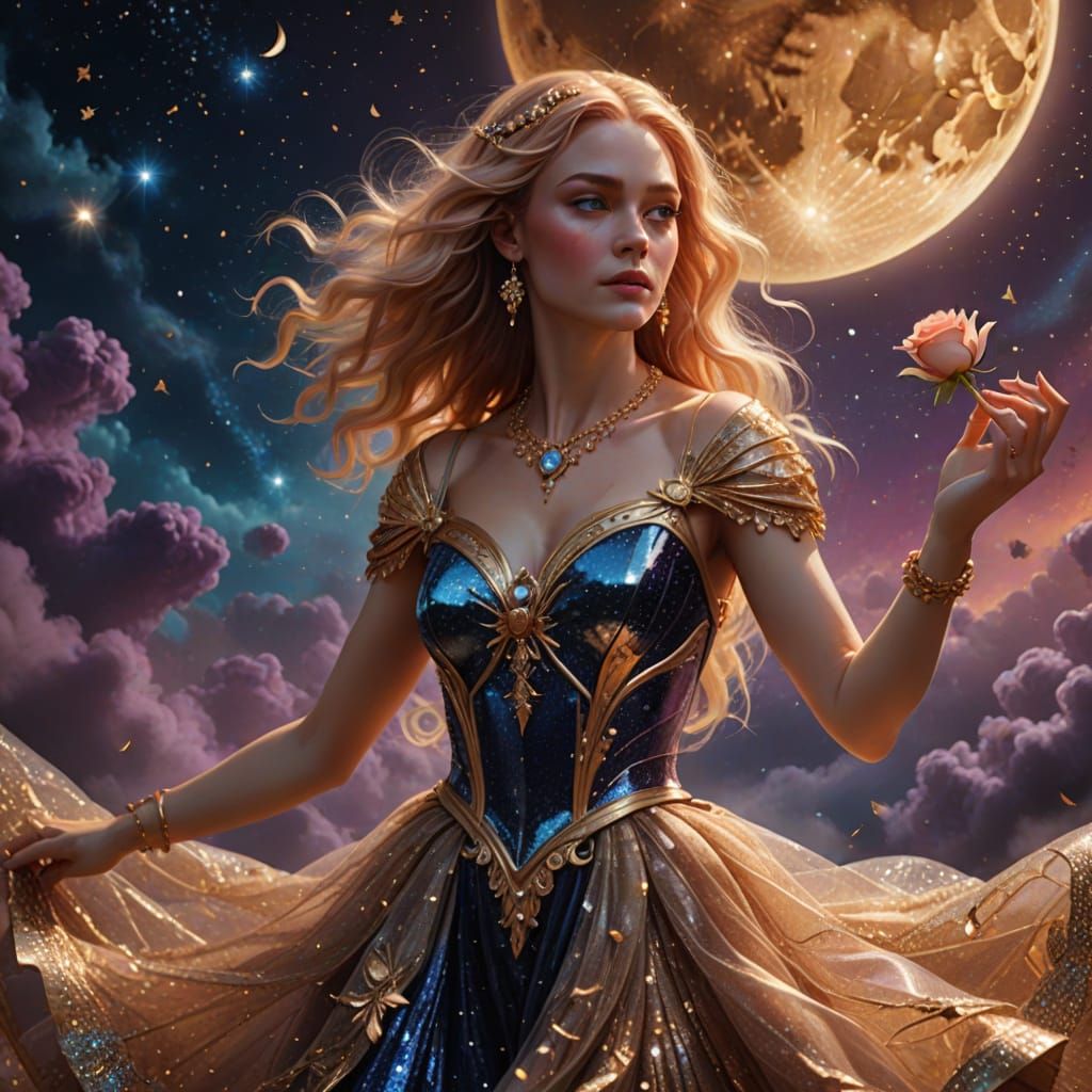 Celestial Dancer in Opulent Digital Art