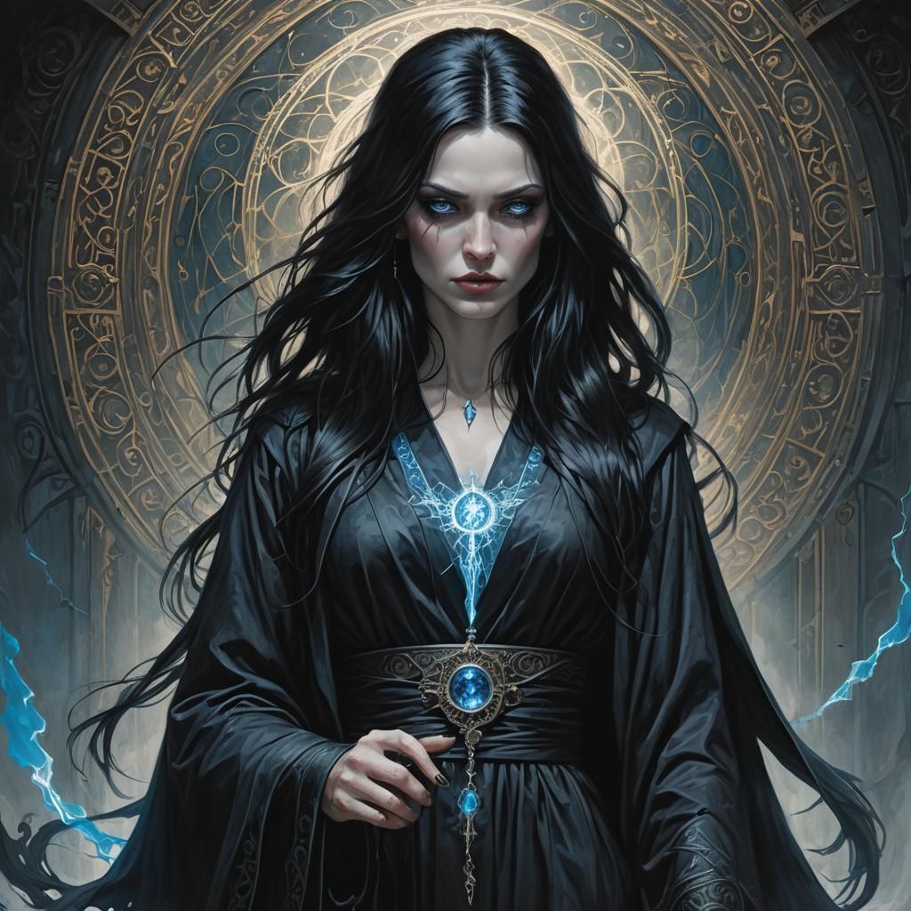 Mysterious Dark Magic Woman With Piercing Eyes