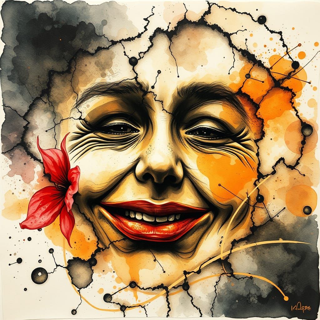 Surrealist alcohol ink wash of the image evokes a strong emo...