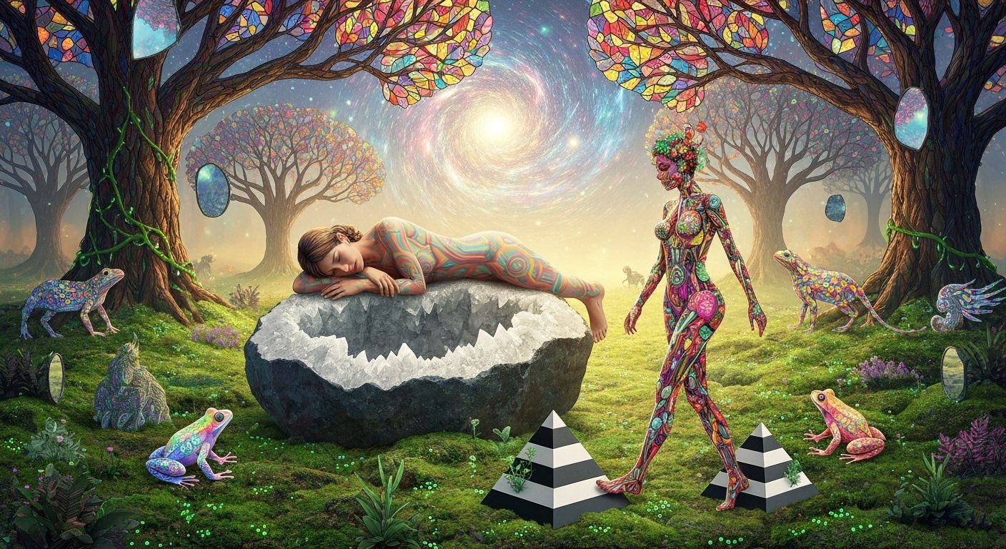 Dreamlike Forest Glade with Bioluminescent Moss