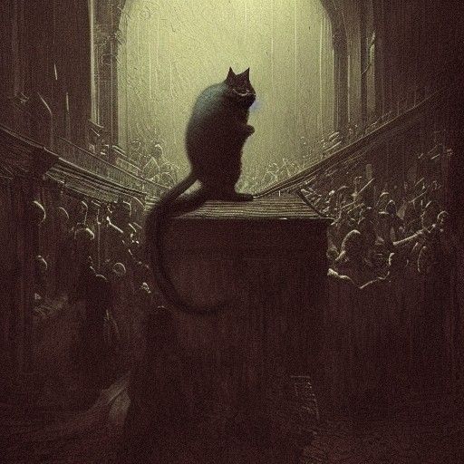 Horrific Overweight Cat Inspired by Doré