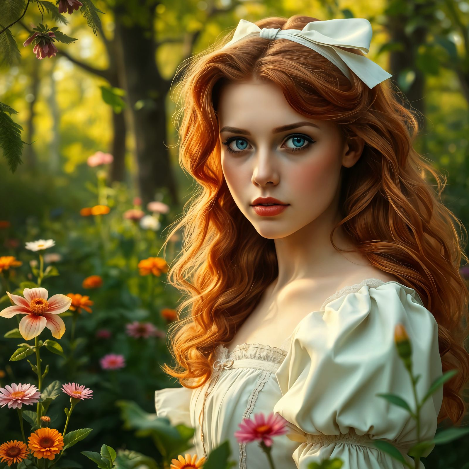 Whimsical Pre-Raphaelite Portrait of Alice in Wonderland