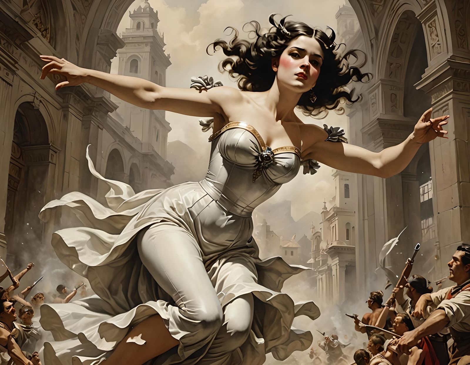 Ethereal Victorian Dreamscape in Falero Style