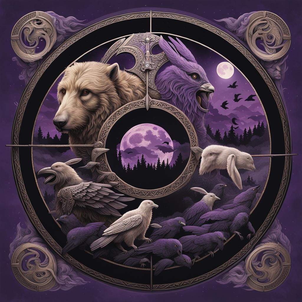 Viking Shield Fades Into Purple Moon