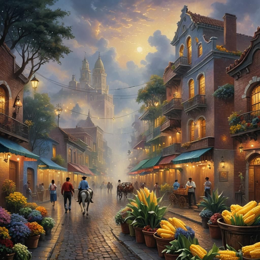 Ethereal Mexican Street Corn in Fantasy Landscape