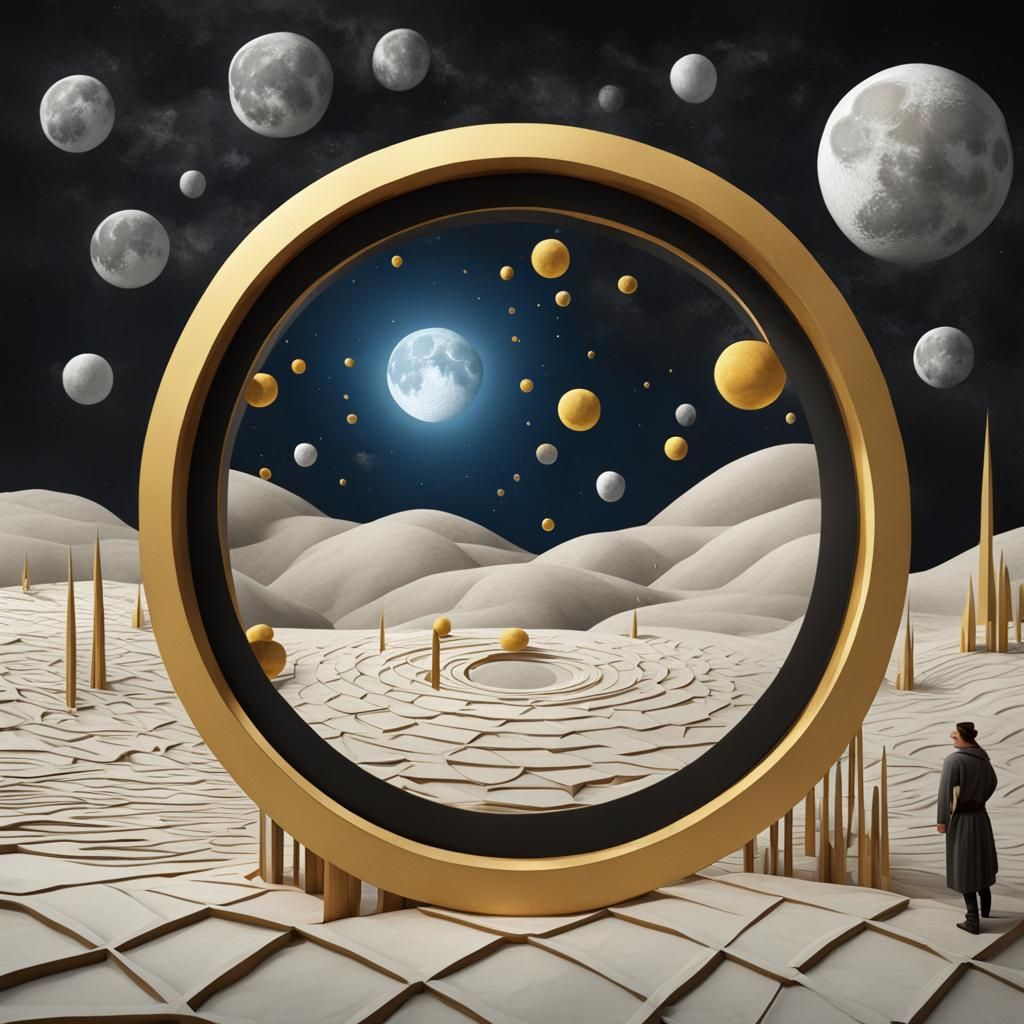 Golden Ratio Moon Quilt, Detailed Matte Painting
