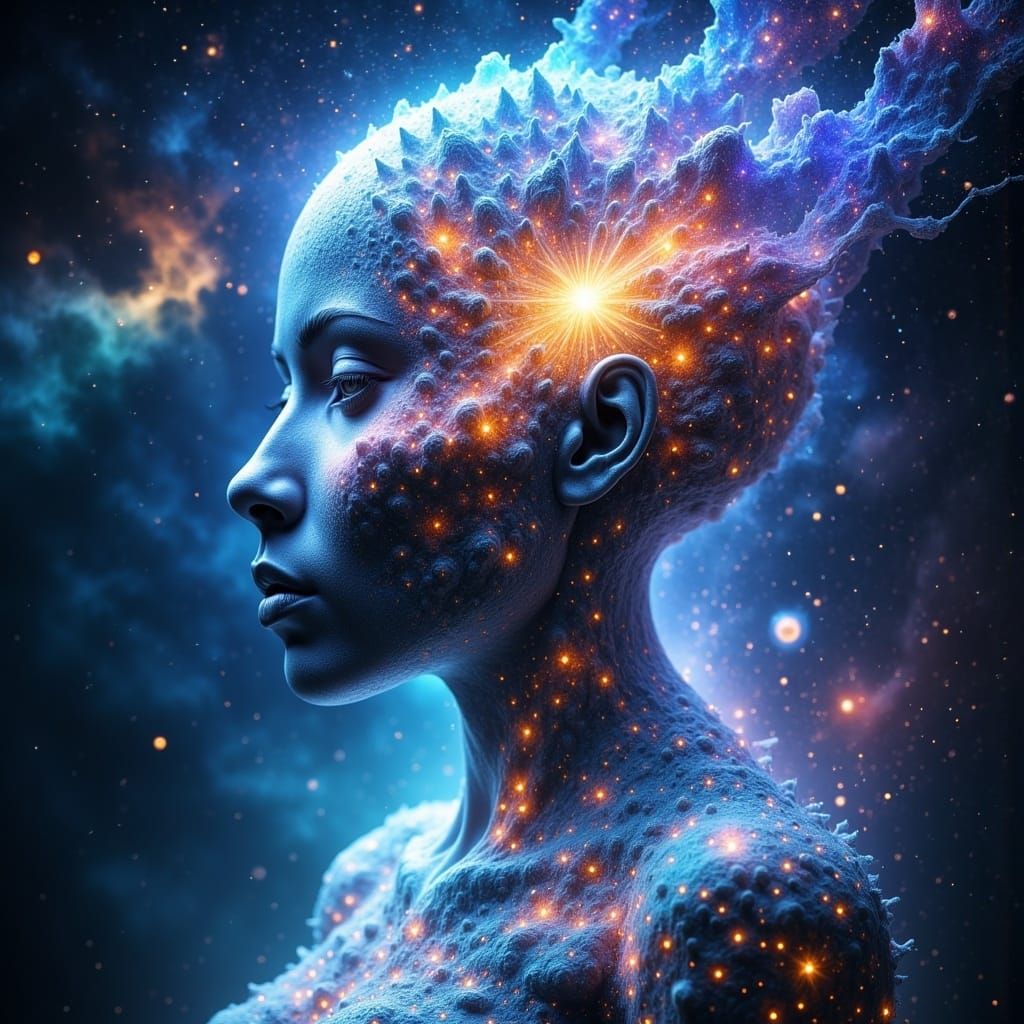 Ethereal Being Born from Stars, Digital Art