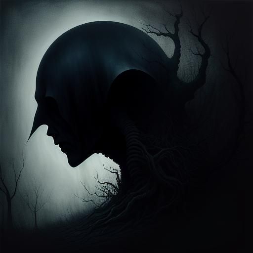 Eerie Forest Void with Pale Ghostly Figure