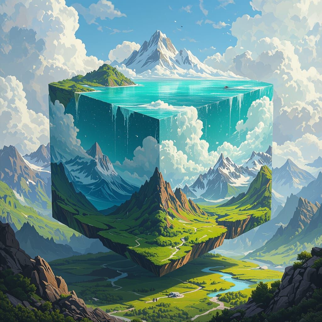 Worlds Collide: Fantastical Landscapes on a Rubik's Cube