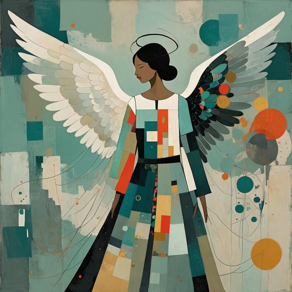 Abstract Angel with Complementary Colors