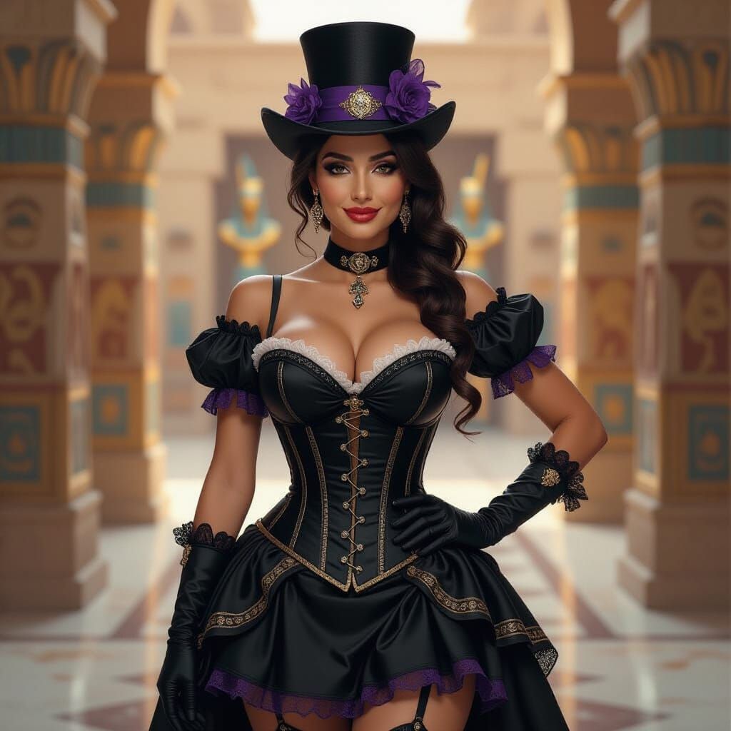 Egyptian Lady in Victorian Corset, Hyper-Realistic Style