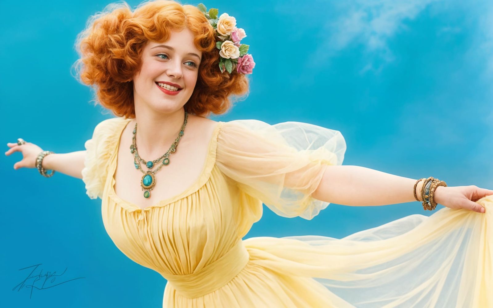 Bohemian Gibson Girl in Edwardian Hazy Realism