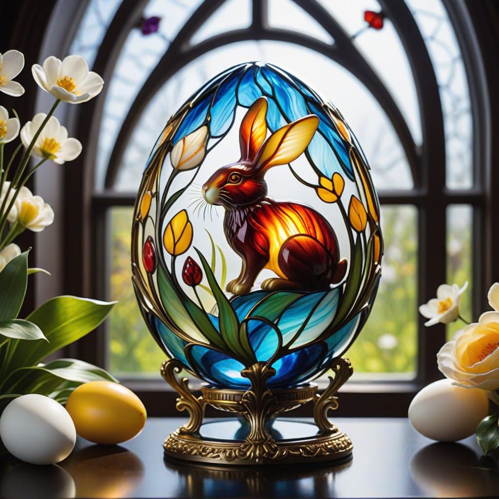 easter rabbit marble glass egg
