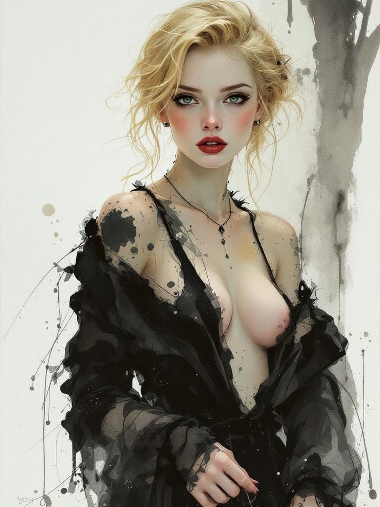 Pin-Up Woman in Rackham-Schiele Style