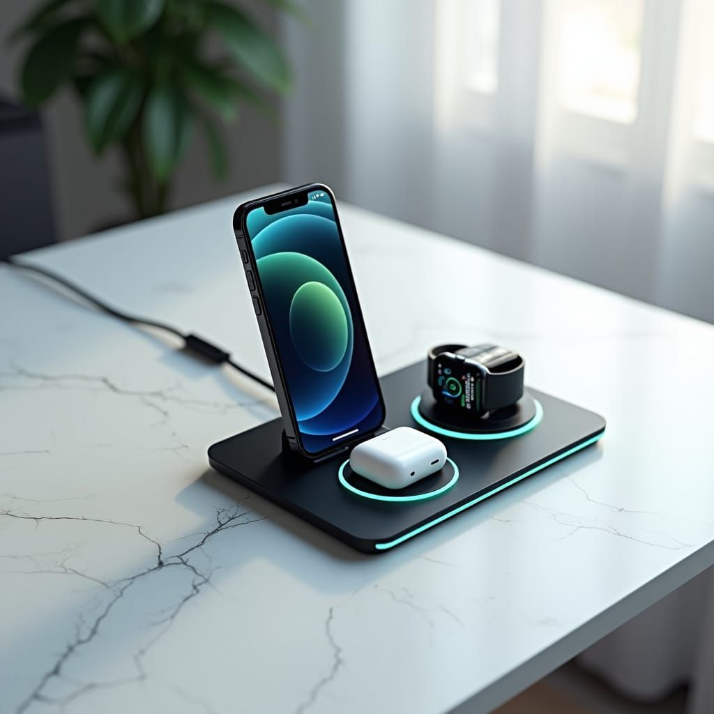 Modern Charging Station with Futuristic Glow, Concept Art