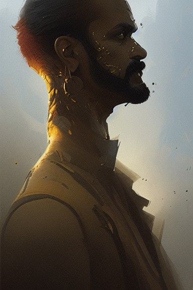 Golden Mustache Portrait in Rutkowski Style