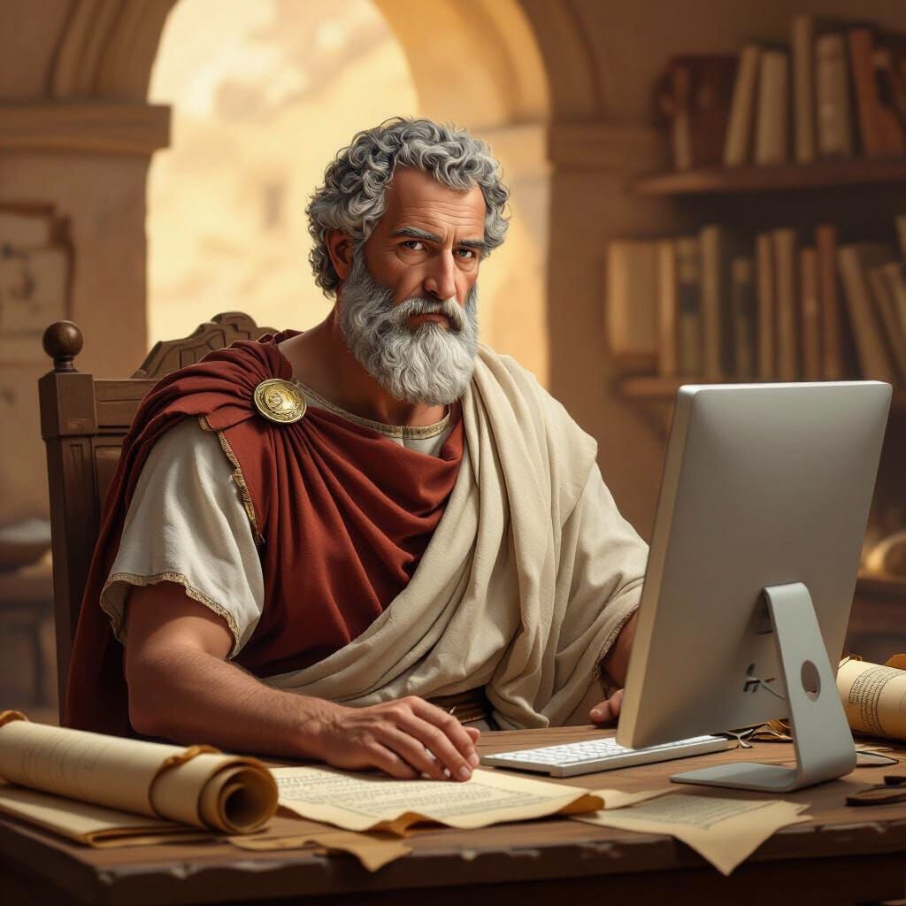 Plato at His Mac: A Digital Painting