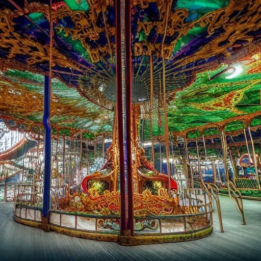 Abandoned Luna Park Carousel in Overgrown Vines