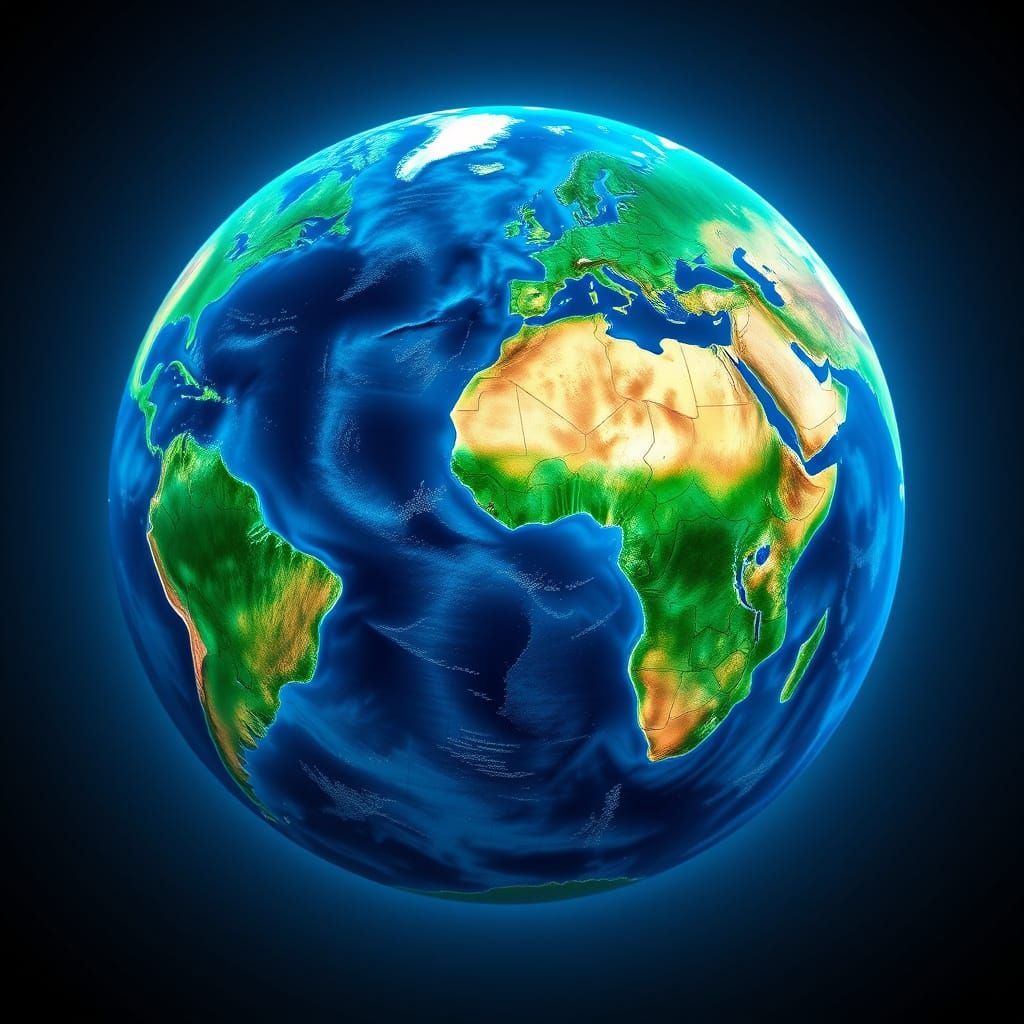 Glowing Earth in Futuristic Digital Art