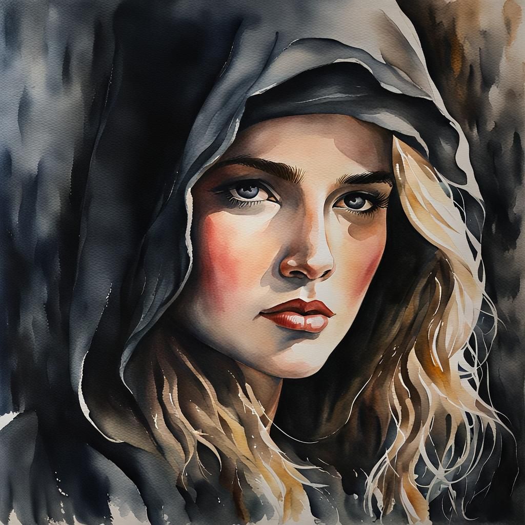 Dark Moody Watercolor Painting on Rough Paper