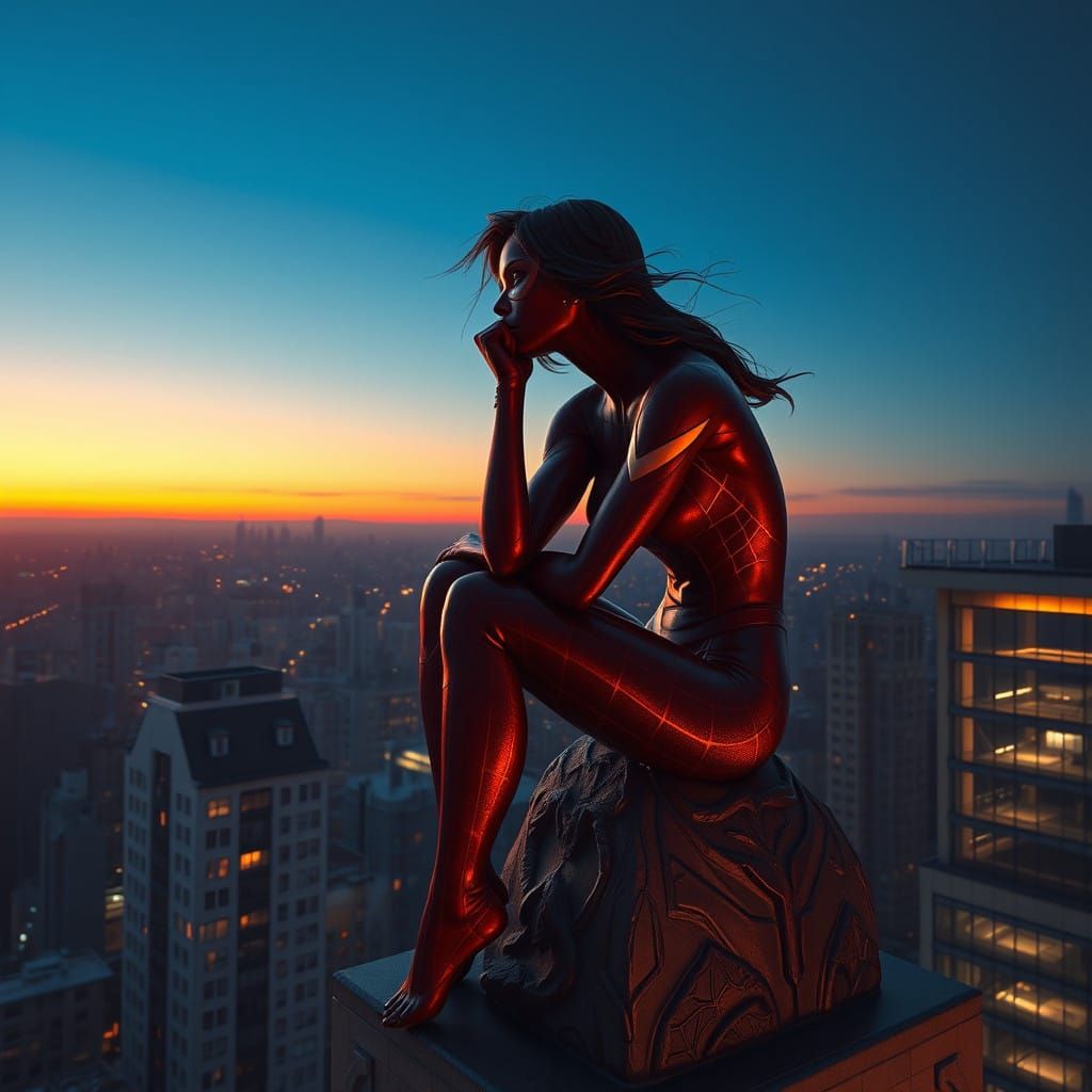 A Japanese Woman Contemplates Futuristic Cityscapes in Twili...