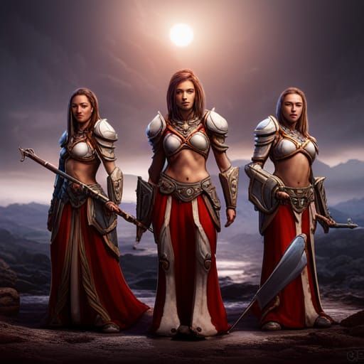 Fantastical Female Warriors in Detailed Matte Painting