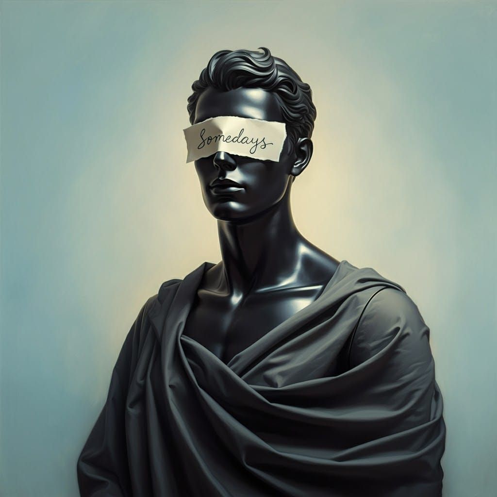 Surreal Mannequin with Somedays Message in Gentle Realism