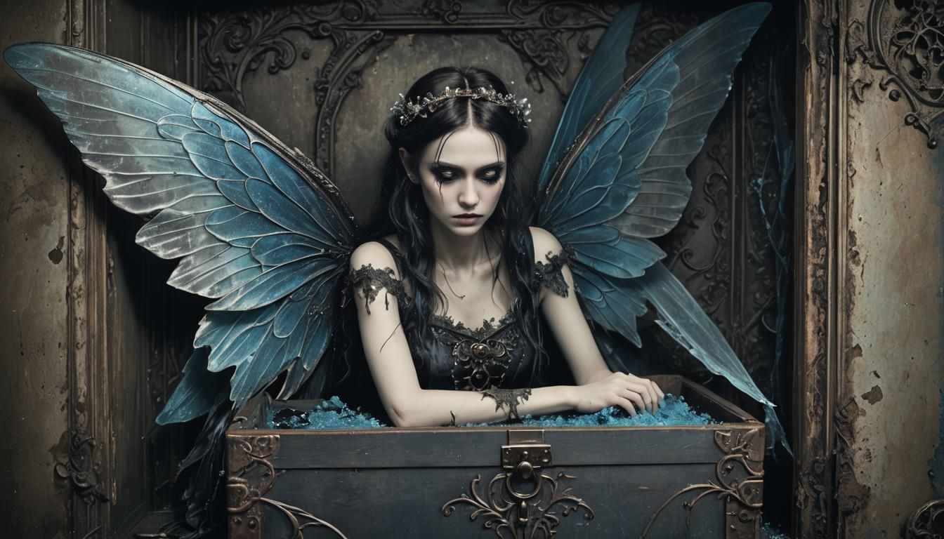 Gothic Fairy Losing Wings in Dark Fantasy Art