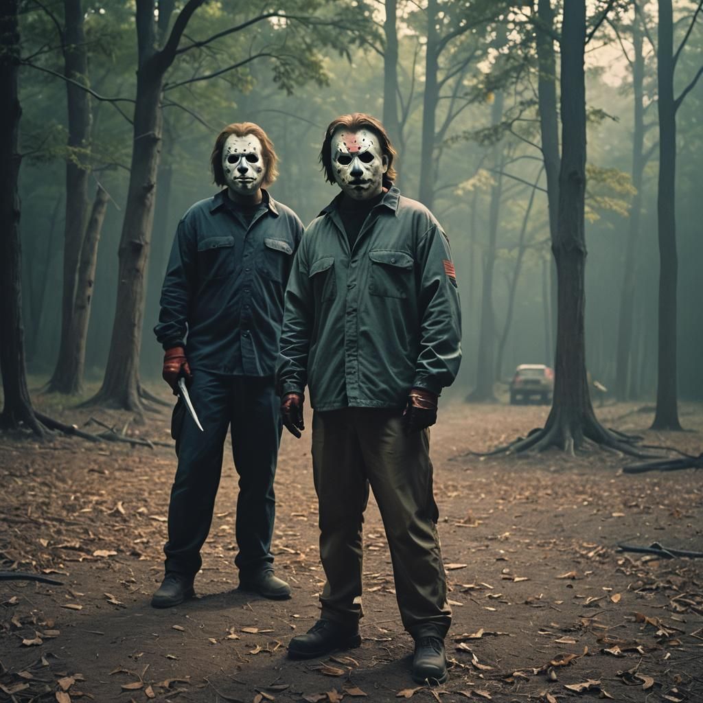 Jason and Michael: A Cinematic Film Still