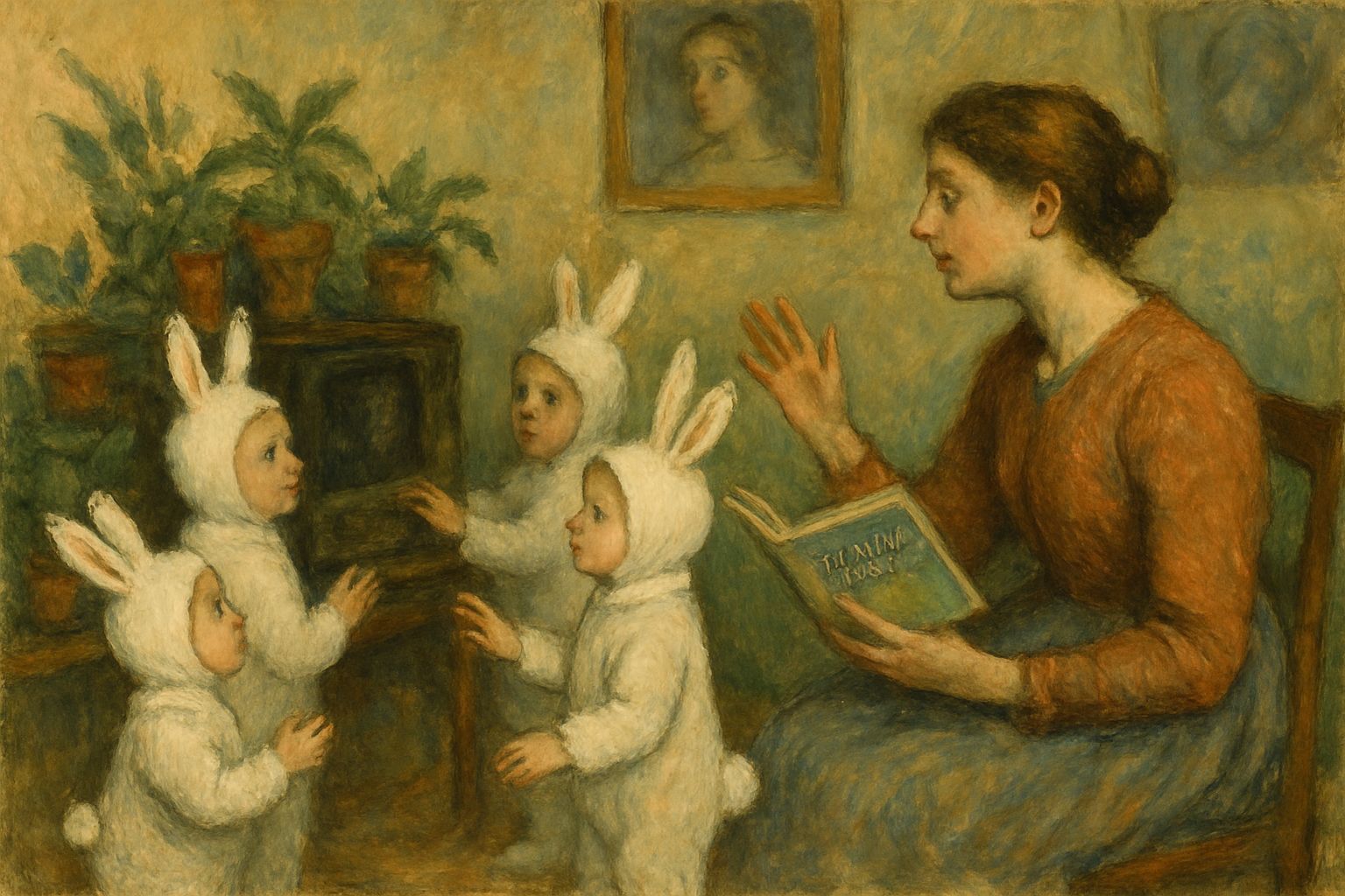 Children as Rabbits in a Dreamlike Scene by Degas
