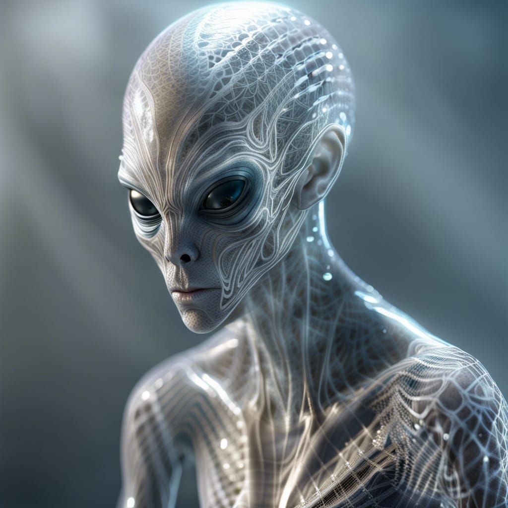 Ethereal Alien Portrait in Graffiti Art Style