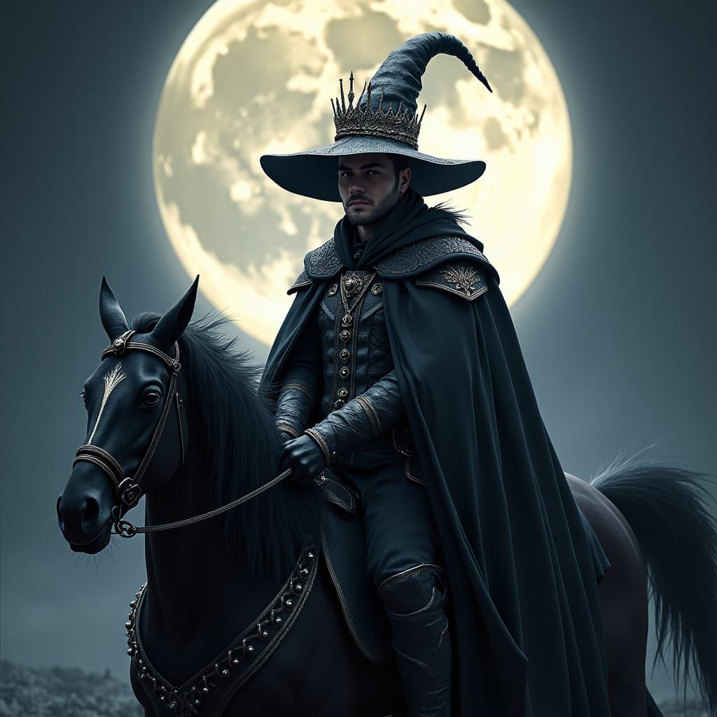 Male Witch King Portrait in Dark Fantasy Style