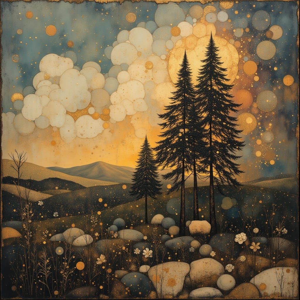 Dreamlike Forest Scene with Mythical Creatures