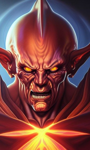 Demonic Portrait with Burning Eyes in 3D