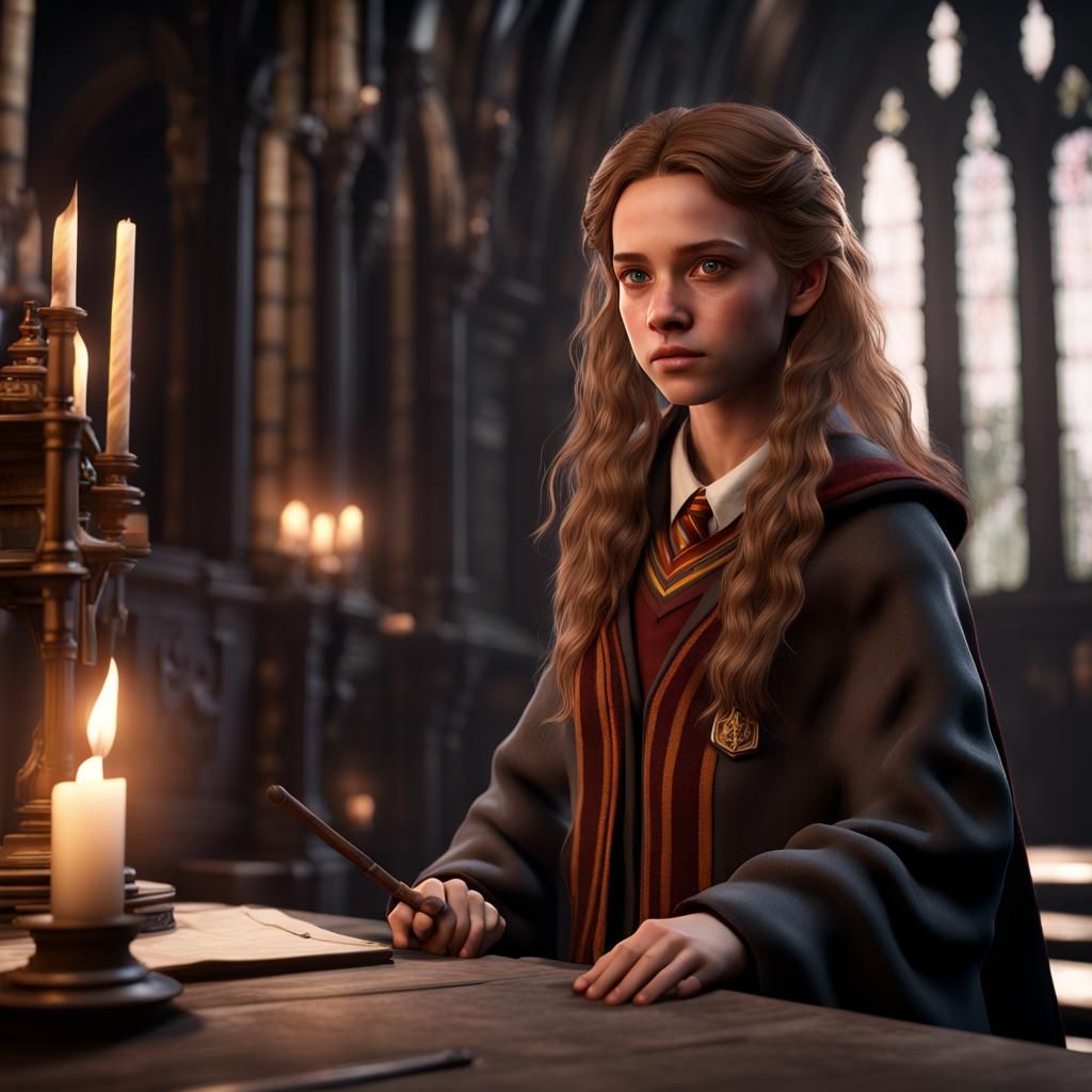Young Hermione Granger: 3D Hogwarts Fantasy