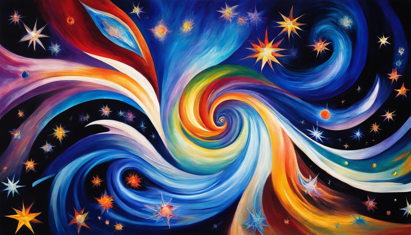 Cosmic Starburst in Abstract Expressionism Style