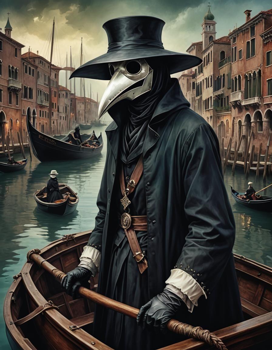 Venetian Plague Doctor: A Gothic Horror Scene