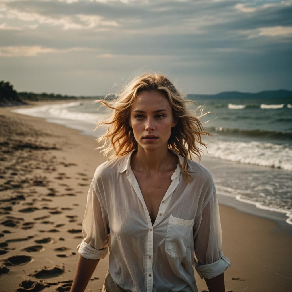 Fairy Woman Bathed in Sunset Light