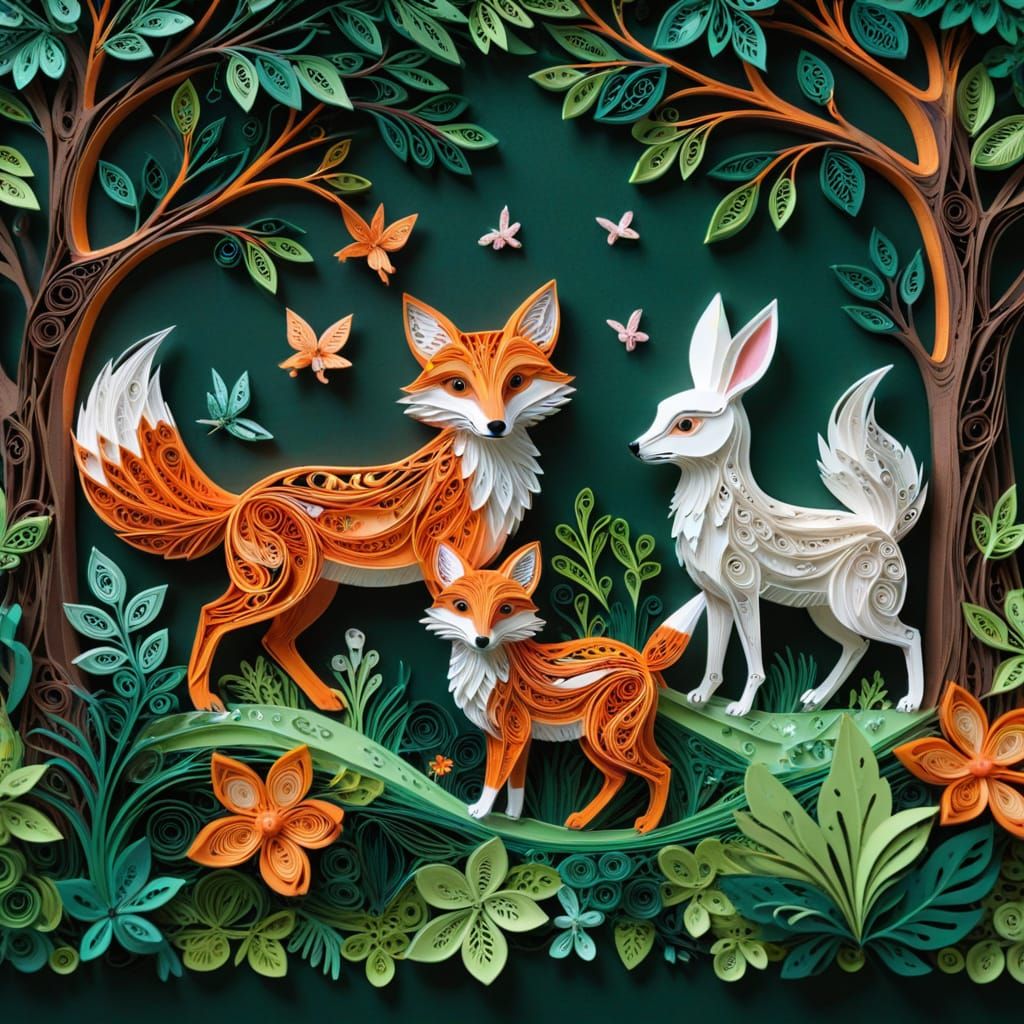 Whimsical Paper Quilled Forest Animals in Vibrant Detail