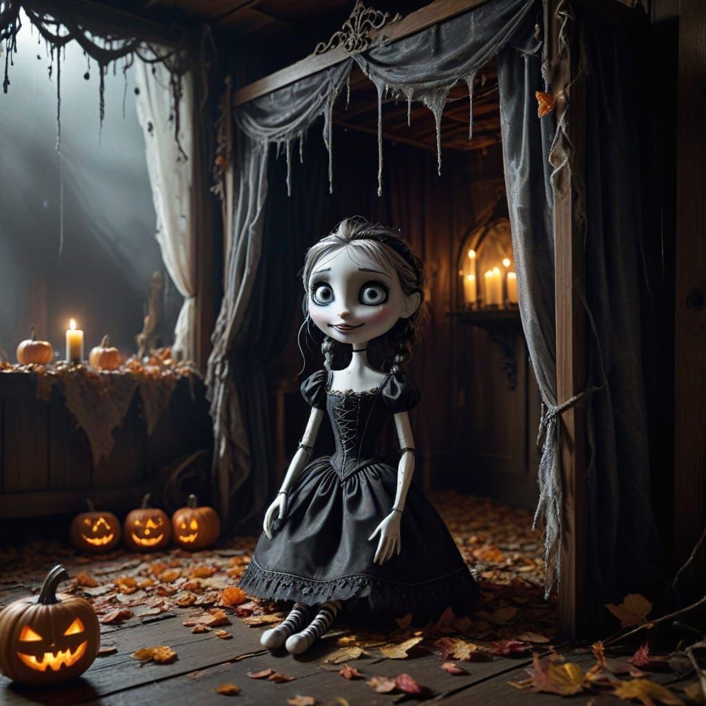 Haunting Puppet Theater in Tim Burton Style
