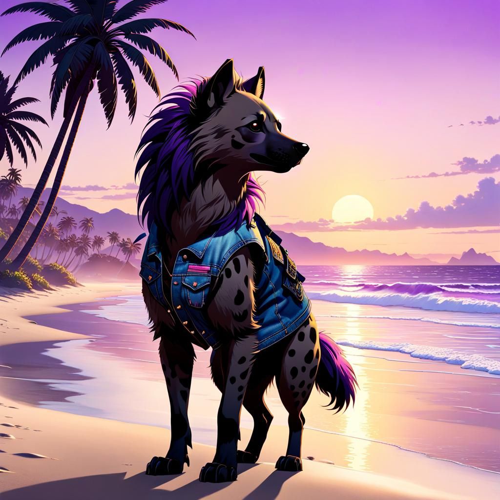 Serene Sunset Beach Scene with Silhouetted Palm Trees and a ...