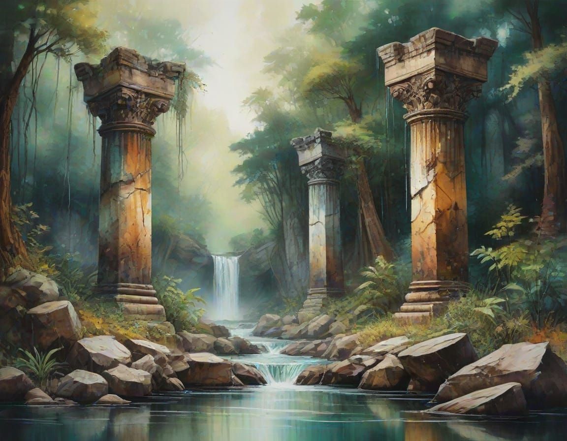 Ancient Forest Temple in Ruin