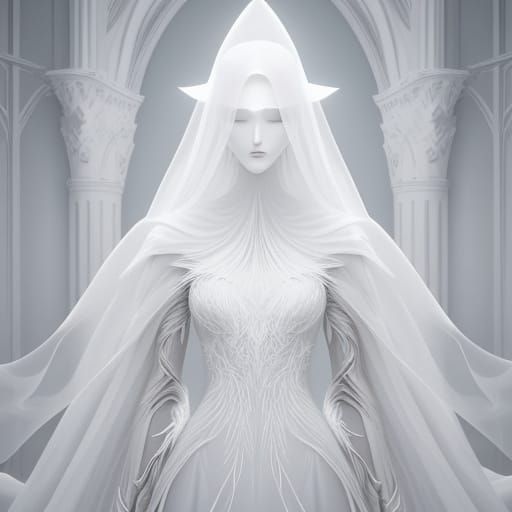 White Couture Fashion Illustration in Editorial Style