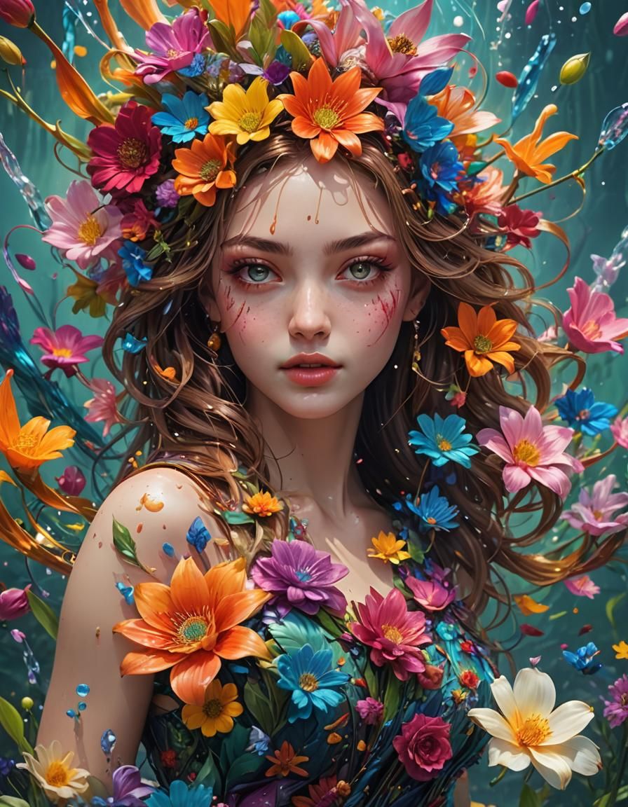 Shimmering Glass Flower in Moonlight: Photorealistic Art