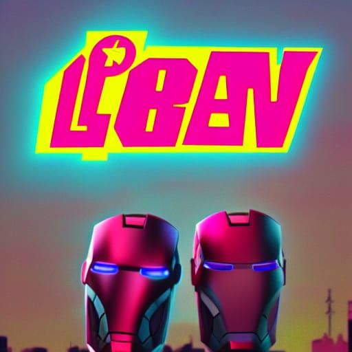 Ironman in Synthwave Neon Retro Style