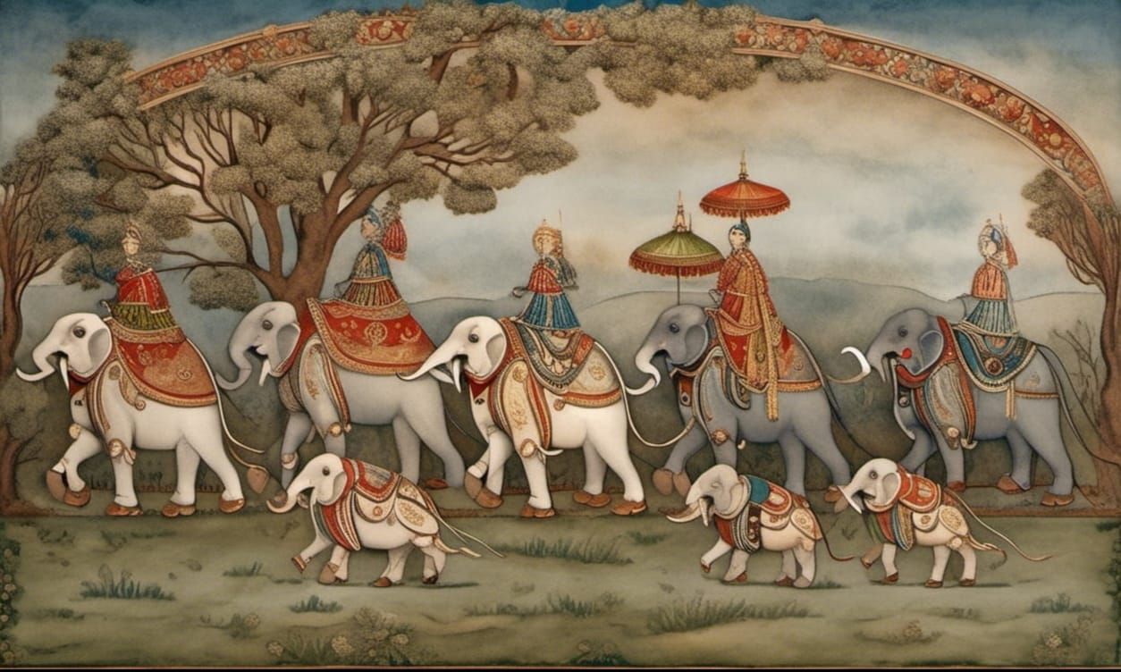 Elephants Parade in Golden Bronze Tones