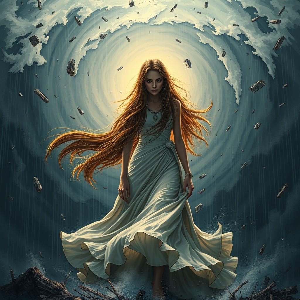 Surreal Storm Goddess with Fierce Inner Light