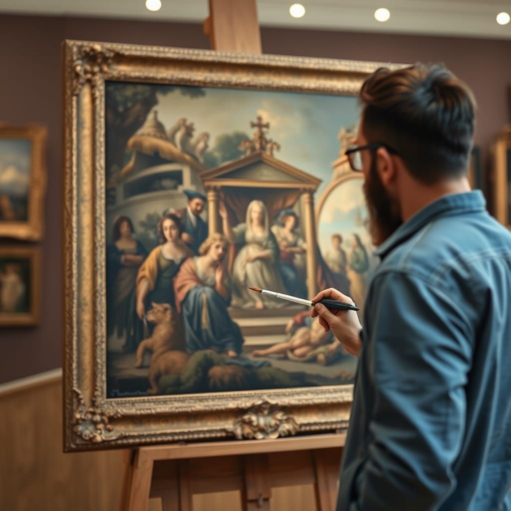 Recursive Masterpiece Painting in Art Gallery