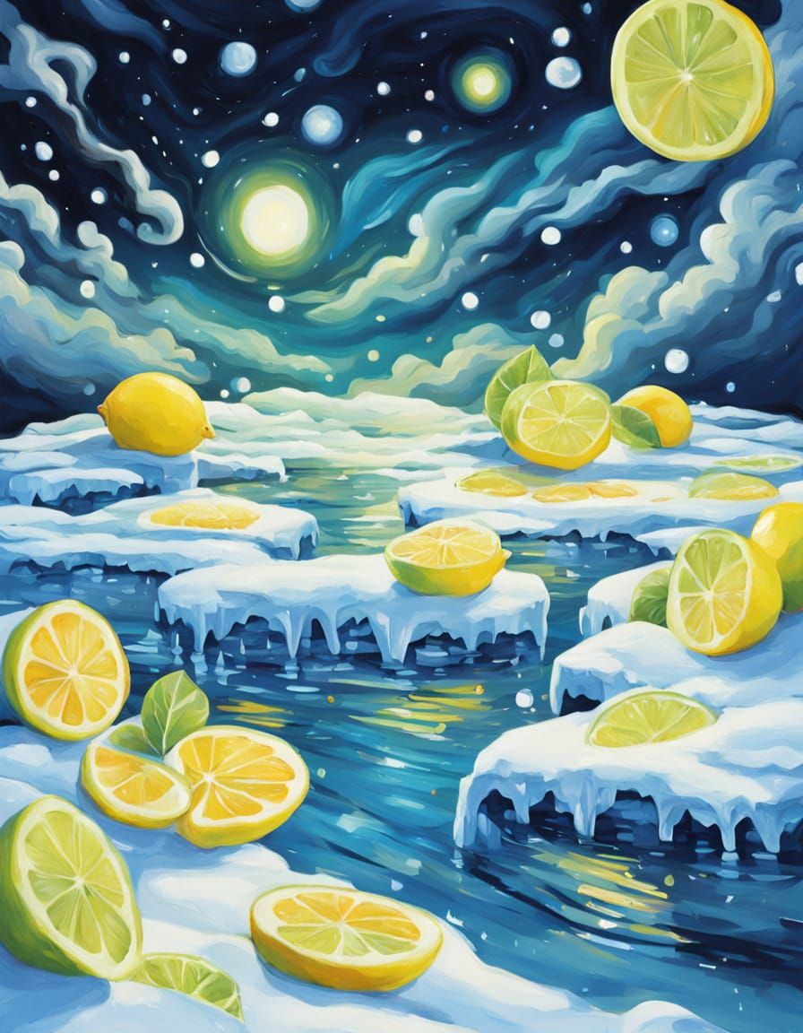 Magical Floating Islands with Citrus in Abstract Expressioni...