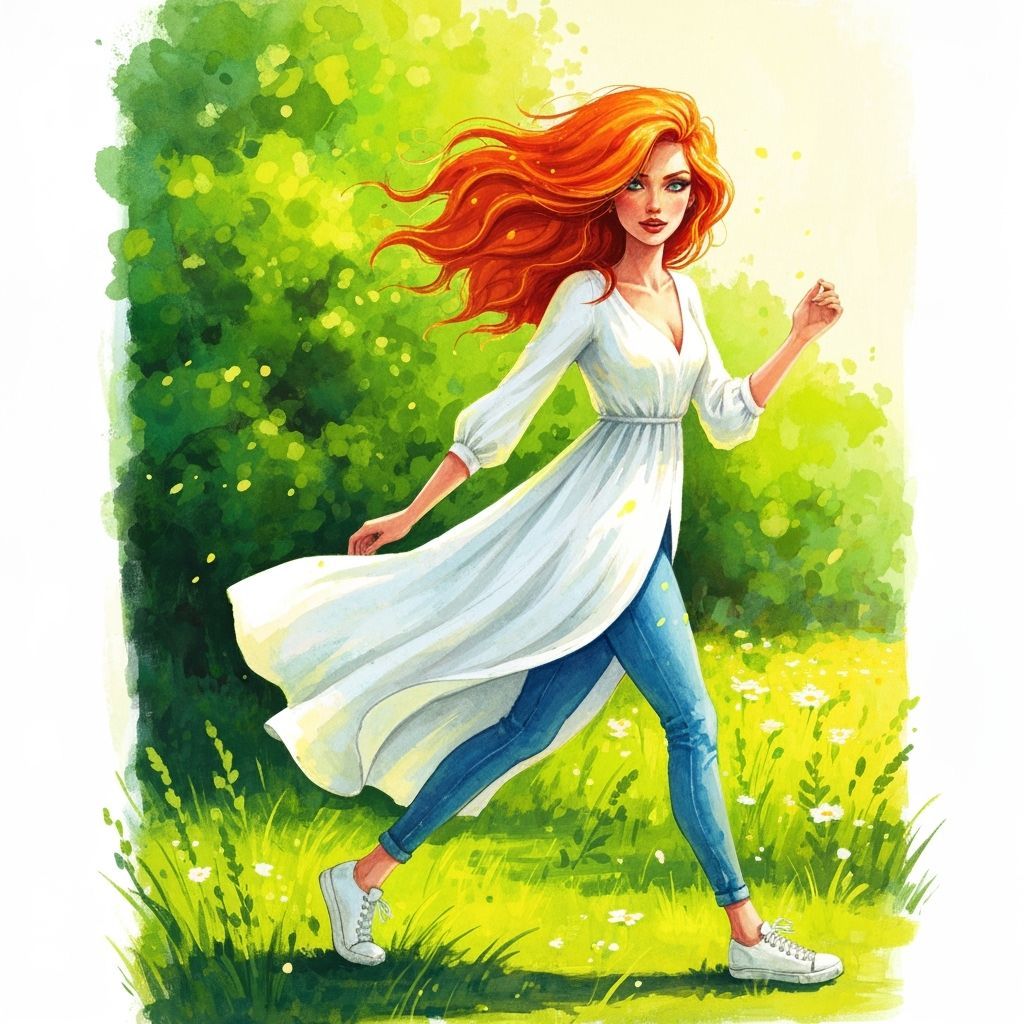 Woman in Sundress: Breezy Watercolor Painting